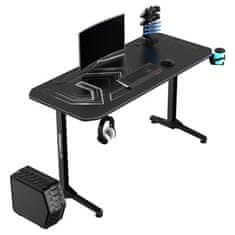 Ultradesk Gaming miza FRAG - BELA V3, 140x60 cm, 76 cm, z XXL podlogo za miško, 4xUSB, z ultradesk BEAM, držalom za pijačo in slušalke