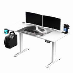 Ultradesk Gaming miza LEVEL V2 bela, 140x68cm, 72-117cm, električno nastavljiva višina, z XXL podlogo za miško, pijačo in slušalko