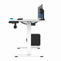 Ultradesk Gaming miza LEVEL V2 bela, 140x68cm, 72-117cm, električno nastavljiva višina, z XXL podlogo za miško, pijačo in slušalko