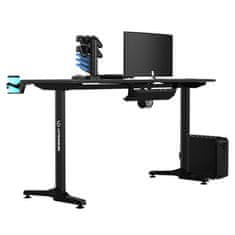 Ultradesk Gaming miza FRAG - BELA V3, 140x60 cm, 76 cm, z XXL podlogo za miško, 4xUSB, z ultradesk BEAM, držalom za pijačo in slušalke