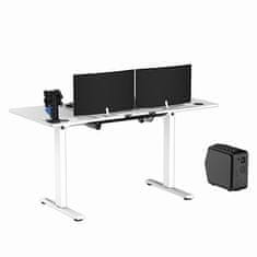 Ultradesk Gaming miza LEVEL V2 bela, 140x68cm, 72-117cm, električno nastavljiva višina, z XXL podlogo za miško, pijačo in slušalko