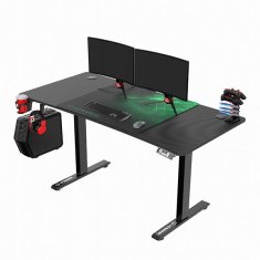 Ultradesk Gaming miza LEVEL V2 GREEN, 140x68cm, 72-117cm, električno nastavljiva višina, z XXL podlogo za miško, pijačo in slušalko