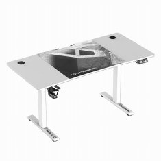 Ultradesk Gaming miza LEVEL V2 bela, 140x68cm, 72-117cm, električno nastavljiva višina, z XXL podlogo za miško, pijačo in slušalko