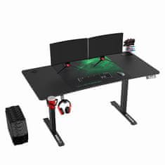 Ultradesk Gaming miza LEVEL V2 GREEN, 140x68cm, 72-117cm, električno nastavljiva višina, z XXL podlogo za miško, pijačo in slušalko