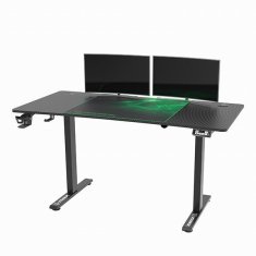 Ultradesk Gaming miza LEVEL V2 GREEN, 140x68cm, 72-117cm, električno nastavljiva višina, z XXL podlogo za miško, pijačo in slušalko