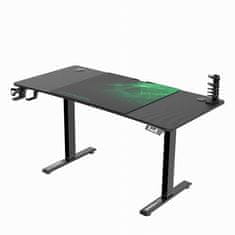 Ultradesk Gaming miza LEVEL V2 GREEN, 140x68cm, 72-117cm, električno nastavljiva višina, z XXL podlogo za miško, pijačo in slušalko