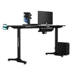 Ultradesk Gaming miza FRAG - ČRNA V3, 140x60 cm, 76 cm, z XXL podlogo za miško, 4xUSB, z ultradesk BEAM, držalom za pijačo in slušalke