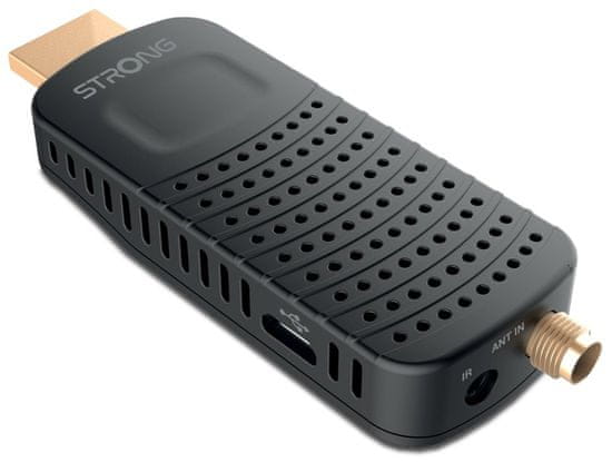 STRONG DVB-T/T2 tuner HDMI stick SRT 84/ Full HD/ H.265/HEVC/ zunanja antena/ EPG/ PVR/ HDMI/ USB/ micro USB/ IR/ črna