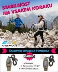 FREEMOVE Pohodne treking palice - modre, aluminij 7075, teleskopske 3-delne , dolžina 63-135 cm, quick-lock zapiranje, naravni plutast ročaj / podaljšan, karbidne konice, torba za prenašanje, DARILO - piščalka