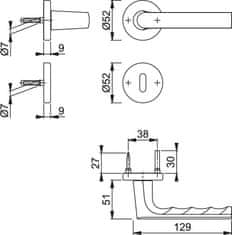 Hoppe Hamburg 1700/42KB/42KBS F1 OB aluminijasta notranja kljuka in rozeta