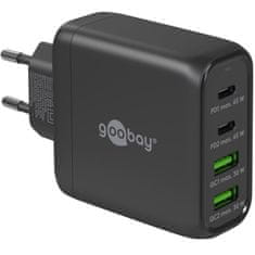 Goobay 2x USB-C + 2x USB-A 5V 68W črn hitri polnilec