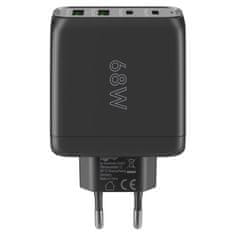 Goobay 2x USB-C + 2x USB-A 5V 68W črn hitri polnilec