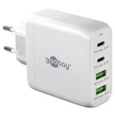 Goobay 2x USB-C + 2x USB-A 5V 68W beli hitri polnilec