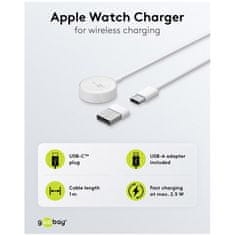 Goobay Apple Watch Charger USB-C/USB-A 5V 2,5W beli polnilec