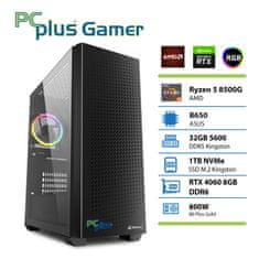 PCplus Gamer računalnik, Ryzen 5 8500G, 32GB, 1TB SSD, RTX 4060, FreeDos (147015)