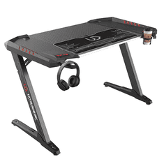 Ultradesk Gaming miza ROCKET BLACK, 128x68 cm, 78 cm, z XL podlogo za miško, držalom za pijačo in slušalke