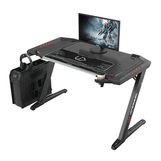 Ultradesk Gaming miza ROCKET BLACK, 128x68 cm, 78 cm, z XL podlogo za miško, držalom za pijačo in slušalke