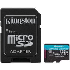 Kingston Canvas Go! Plus microSD 128GB Class 10 UHS-I U3 V30 A2 adapter (SDCG3/128GB) spominska kartica