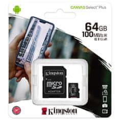 Kingston Canvas Select Plus microSD 64GB Class10 UHS-I adapter (SDCS2/64GB) spominska kartica