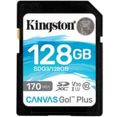 Kingston Canvas Go! Plus SD 128GB Class 10 UHS-I U3 V30 A2 (SDG3/128GB) spominska kartica