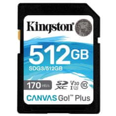 Kingston Canvas Go! Plus SD 512GB Class 10 UHS-I U3 V30 (SDG3/512GB) spominska kartica