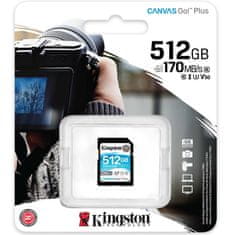 Kingston Canvas Go! Plus SD 512GB Class 10 UHS-I U3 V30 (SDG3/512GB) spominska kartica