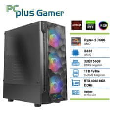 PCplus Gamer Ryzen 5 7600 32GB 1TB NVMe SSD RTX 4060 8GB gaming namizni računalnik