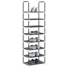 shumee vidaXL Shoe Rack 8-Tier Black 44x28x145 cm Netkana tkanina