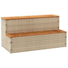 shumee vidaXL Korak za masažno kad bel 100x50x50,5cm poli ratan/trden akacija