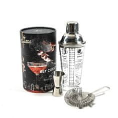 Mhome Set mešalnik za koktajl - cocktail Shaker 400ml, merica, cedilo / 3 kos / steklo, inox