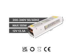 Eco light Napajanje LED 150W 12V 12.5A IP20 SLIM 205x60x40 mm 