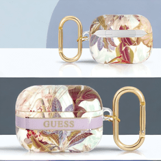 Guess Original Guess etui "purple Flower Strap" za slušalke AirPods 3 (GUA3HHFLU)