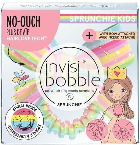 Invisibobble Otroška elastika za lase Slim Sprunchie Let's Chase Rainbows s trakom