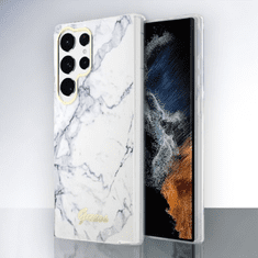 Guess Ovitek Guess "White marble" za Samsung Galaxy S23 Ultra (GUHCS23LPCUMAH)