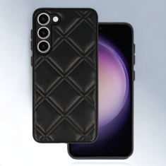 Infostyle Silikonski ovitek "Checkered Leather 3D" za Samsung Galaxy S23 - črna