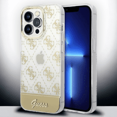 Guess Ovitek Guess "Peony Glitter Script Logo" za iPhone 14 Pro Max - zlata (GUHCP14XHG4MHG)