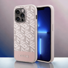 Guess Ovitek Guess "Cube PINK" za iPhone 13 Pro s tehnologijo MagSafe (GUHMP13LHGCFSEP)