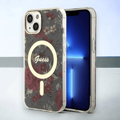 Guess Ovitek Guess "Flower" za iPhone 14 s tehologijo MagSafe - rjava (GUHMP14SHCFWSA; GUHMP13MHCFWSA)