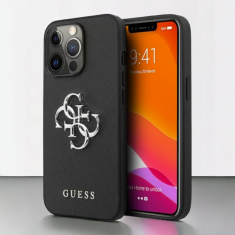 Guess Ovitek Guess "Saffiano 4G Metal Logo" za iPhone 13/13 Pro (GUHCP13LSA4GSBK)