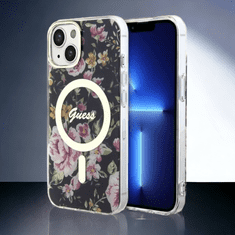 Guess Ovitek Guess "Flower" za iPhone 13/14/15 s tehologijo MagSafe (GUHMP14SHCFWSK)