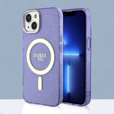 Guess Ovitek Guess "Purple - Gold Glitter" za iPhone 13/14/15 s tehologijo MagSafe (GUHMP14SHCMCGU)