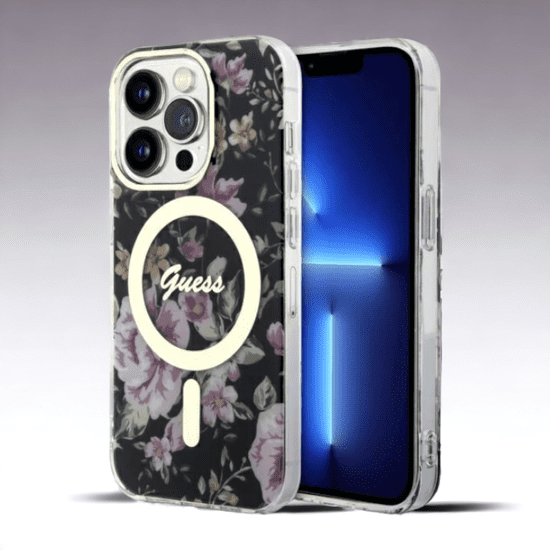 Guess Ovitek Guess "Flower" za iPhone 14 Pro s tehologijo MagSafe (GUHMP14LHCFWSK)