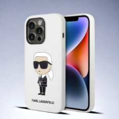 Karl Lagerfeld Ovitek Karl Lagerfeld "Icon - silicone white" za iPhone 14 Pro (KLHCP14LSNIKBCH)