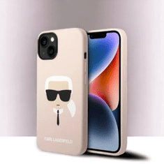 Karl Lagerfeld Ovitek Karl Lagerfeld "Karl's head- Light pink" za iPhone 14 Plus/15 Plus s tehnologijo MagSafe (KLHMP14MSLKHLP)