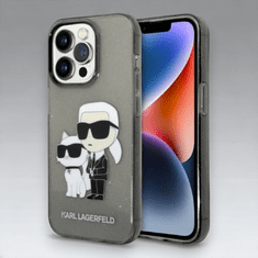 Karl Lagerfeld Ovitek Karl Lagerfeld "Karl & Choupette - glitter" za iPhone 14 Pro (KLHCP14LHNKCTGK)