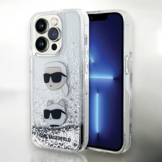 Karl Lagerfeld Ovitek Karl Lagerfeld "Liquid glitter Karl & Choupette" za iPhone 15 Pro Max (KLHCP15XLDHKCNS)