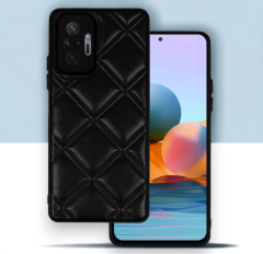 Infostyle Silikonski ovitek "Checkered Leather 3D" za Xiaomi Redmi Note 10 Pro - črna