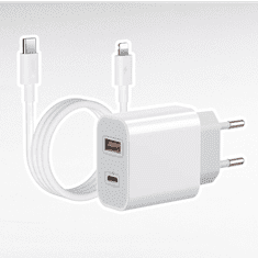 Infostyle Polnilni adapter USB + USB C - Bela