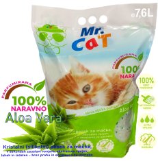 Mr Cat Kristalni (silikatni) posip za mačje stranišče z vonjem Aloe Vera, 7,6L