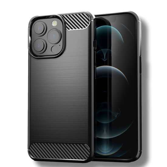 Infostyle Silikonski ovitek "carbon" za iPhone 14 - Črna